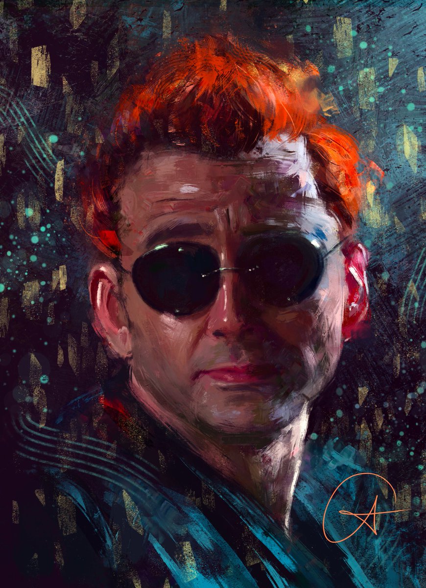 "You don’t have a side anymore. Neither of us do. We’re on our own side." - haven't painted Crowley in a looong time :') #goodomens #goodomensfanart #DavidTennant #crowley