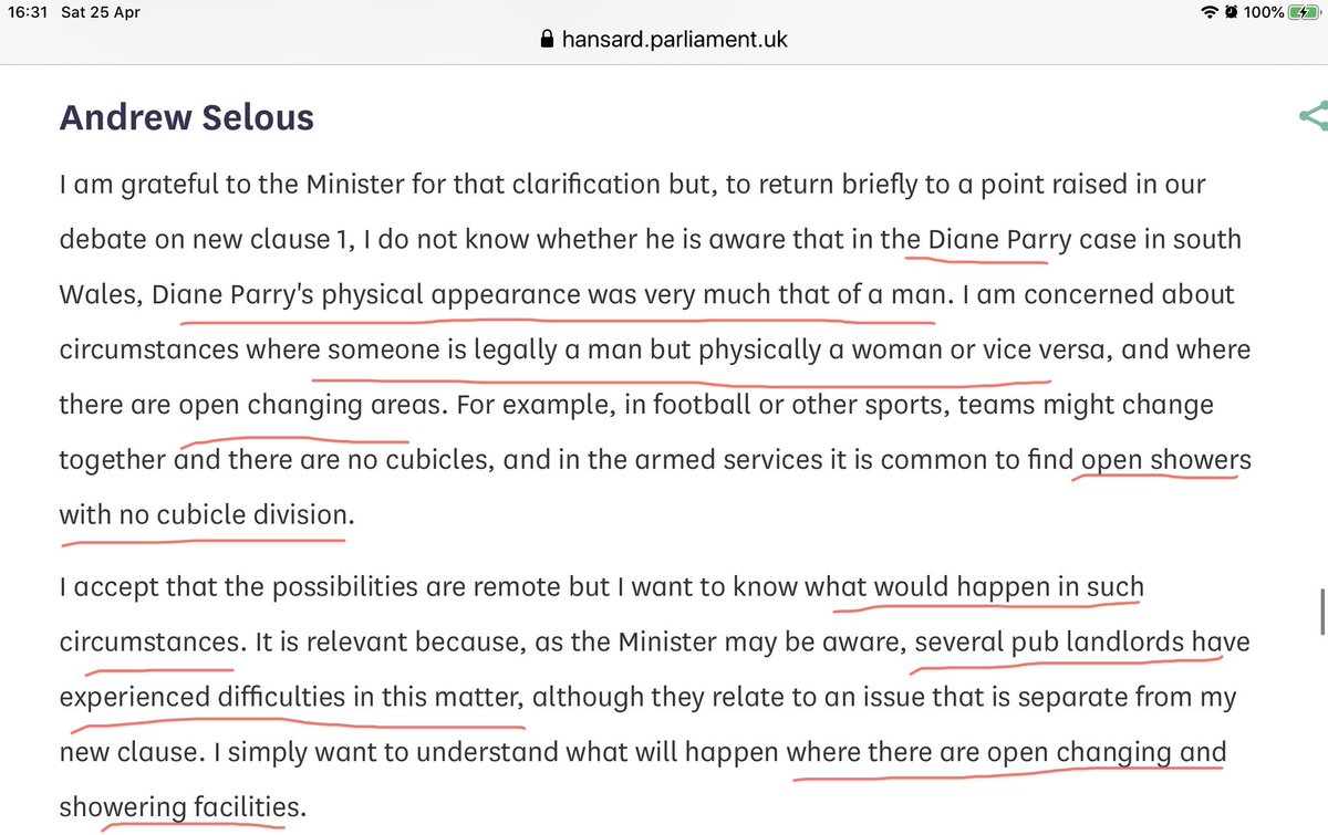 Here the difficulties of single sex spaces are brought up with the examples of open changing rooms etc. We are already seeing how this is playing out.