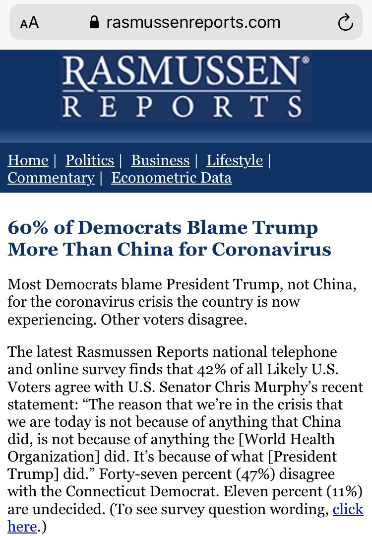 New Thread.So I saw this stat - that 60% of Dems blame Trump MORE than China for coronavirus - & thought, how is that possible? When  @axios’s  @BethanyAllenEbr debunked this? ( https://www.google.com/amp/s/www.axios.com/timeline-the-early-days-of-chinas-coronavirus-outbreak-and-cover-up-ee65211a-afb6-4641-97b8-353718a5faab.html)Then I took a look & realized how many are pushing this false narrative.