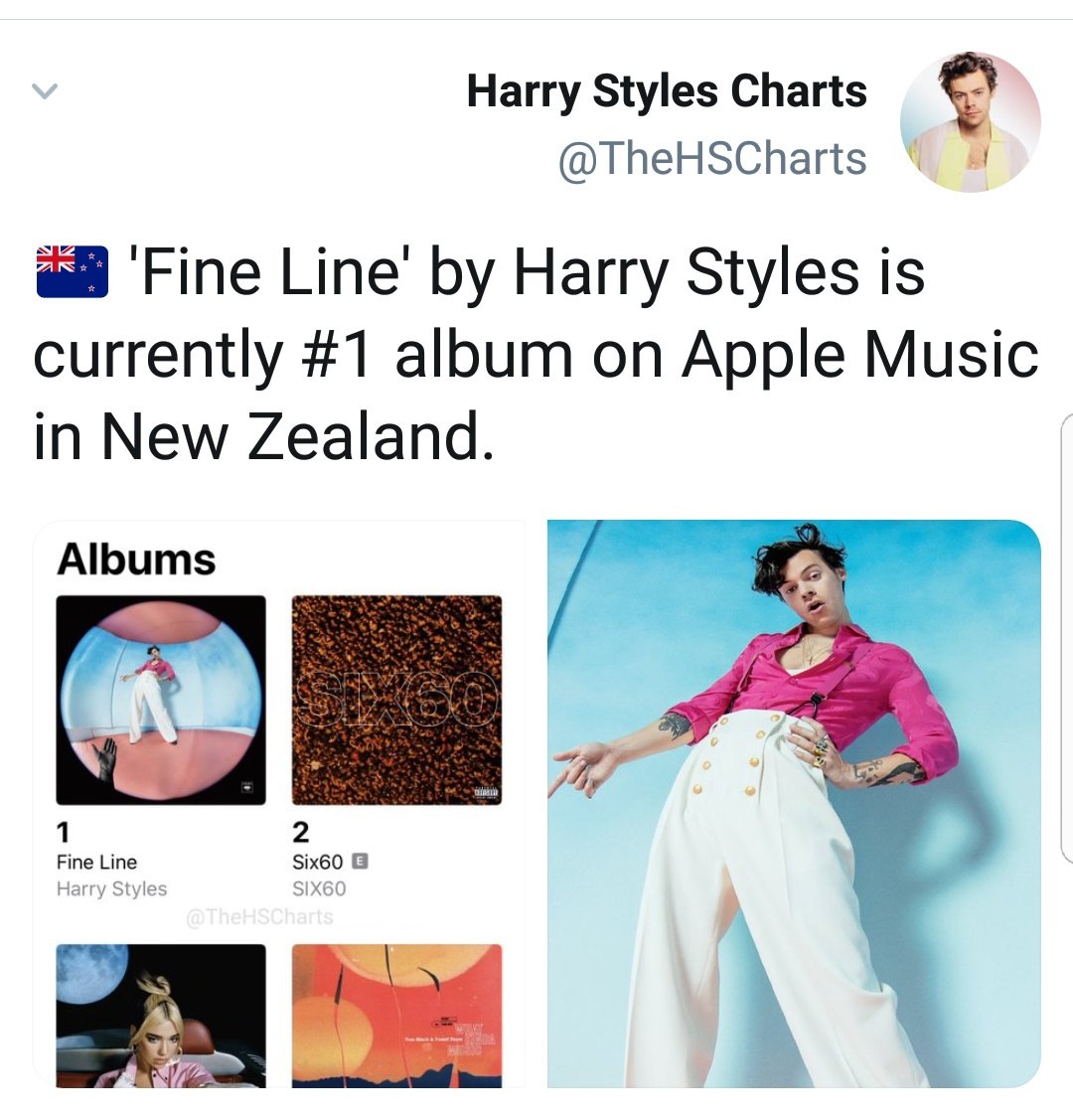 Over 4 months after its release, "Fine Line" is #1 on Apple music New Zealand (albums)!