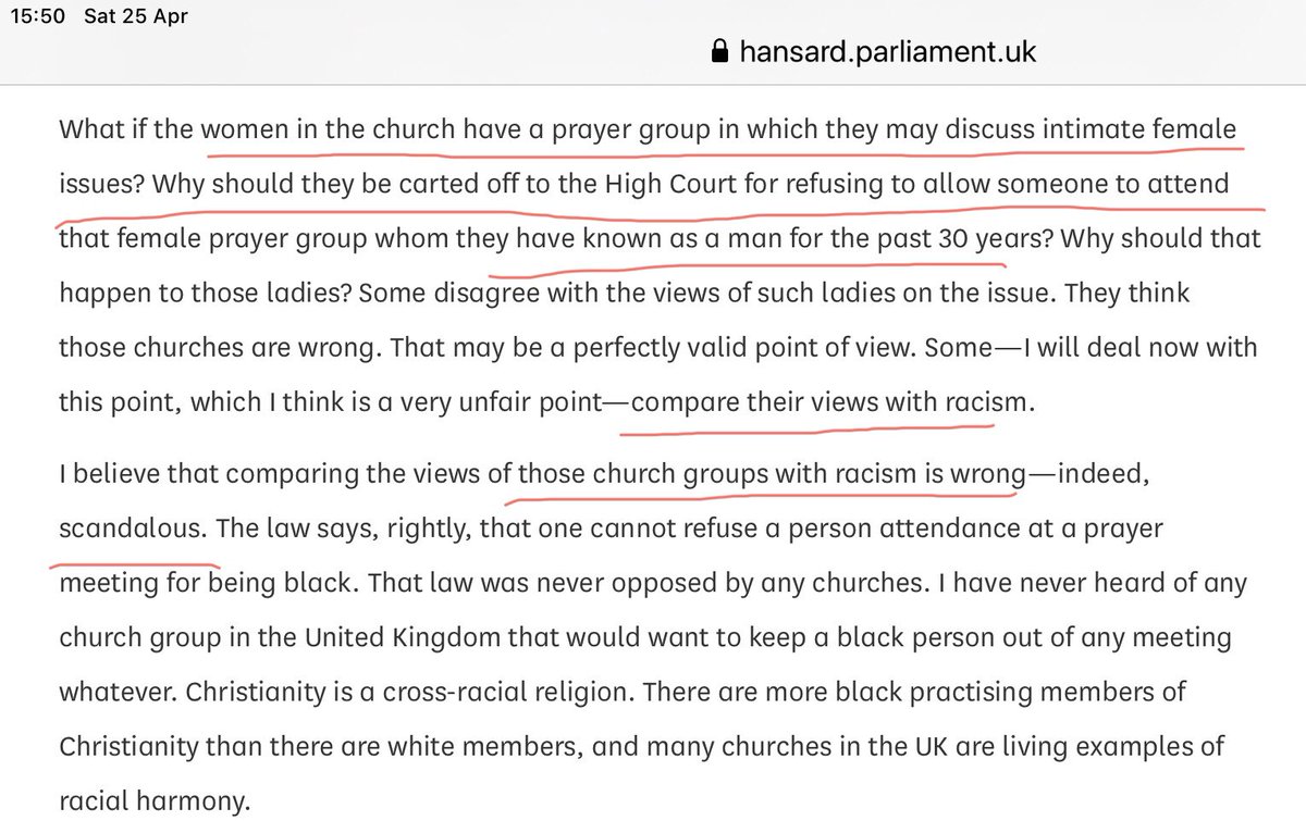 A further tactic is to draw an analogy between sex segregation and apartheid. The MP is right to object to this. It’s unworthy of Lammy to draw this comparison.
