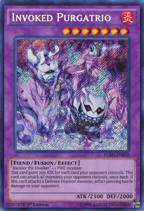 I wont explain the whole combo but basically it ends on a curious the lightsworn dominion equipped with divine sword phoenix blade and invoked purgatrio. Purgatrio gains 200atk for every opponents card and, crucially, has 100 less attack than curious.