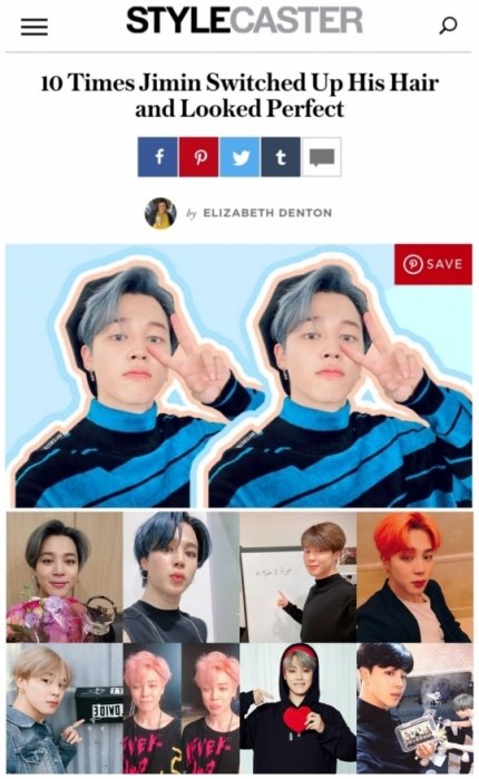  #JIMIN ARTICLE [270420] - 2Naver  + Non NaverJimin is every rookie idols' idol6  http://www.polinews.co.kr/mobile/article.html?no=461004Chimmy x famous celebrities around the world7  http://www.insightkorea.co.kr/news/articleView.html?idxno=79424Jimin x Soompi8  http://www.nbnnews.co.kr/news/articleView.html?idxno=388333Jimin x STYLECASTER9  http://thetravelnews.co.kr/04/299126/ 