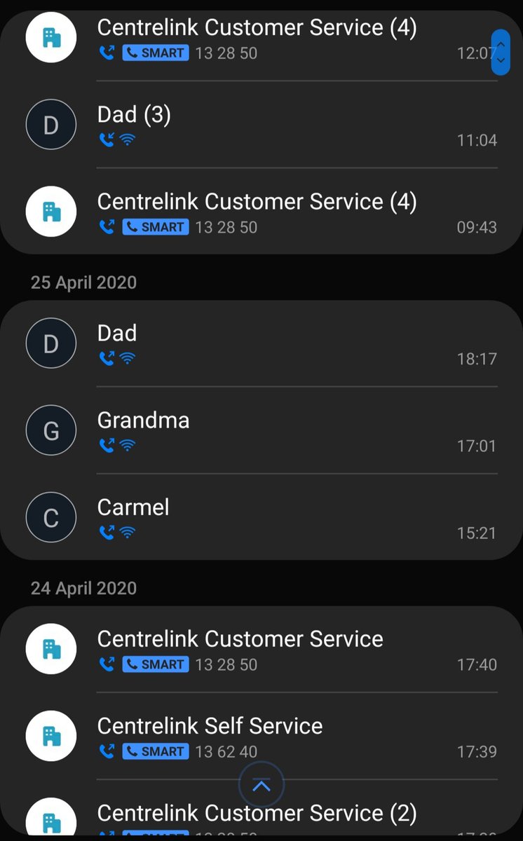  @Centrelink so here is my call list trying to get through but all operators are busy and it takes 6.5 minutes to get to even ask for an operator. I'm in isolation for medical reasons. How am I supposed to organise appointment changes if I can't get through?