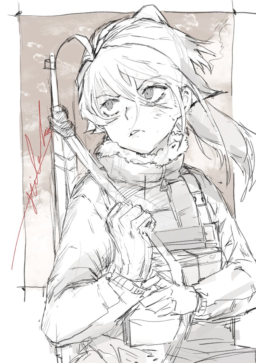 ターニャ・デグレチャフ 「2019～2020にかいた落書きと絵ですね!かいててほんと楽しいキャラだしすき。」|木野花ヒランコ(株式会社レッドハウス)のイラスト