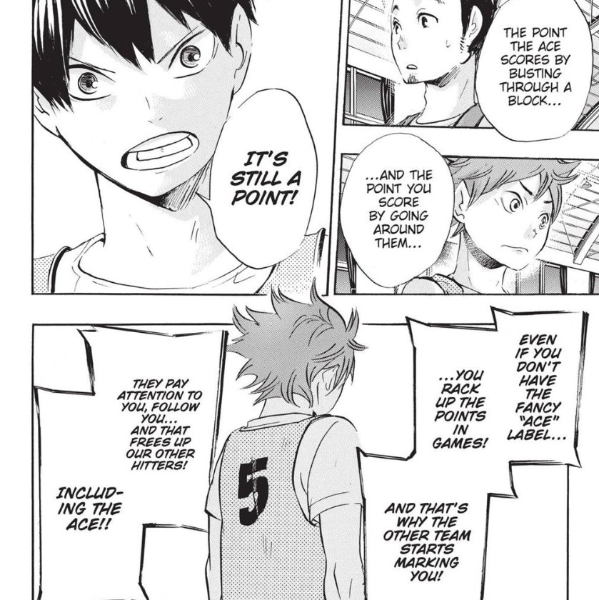 kageyama acts as a guide for hinata, like yatagarasu for jimmu, encouraging him to have more confidence in his role as the greatest decoy, rather than as an ace like the little giant or asahi.