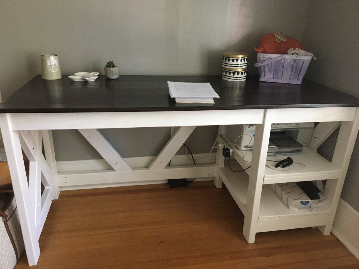 rebekahm's tweet photo. Quarantine projects. #newdesk #phdlife #gradsharks #grateful #findthegoodinthebad #desks #studyspot #favoritespot #homeimprovement #COVID #quarantine https://t.co/6eCqIIr9LY