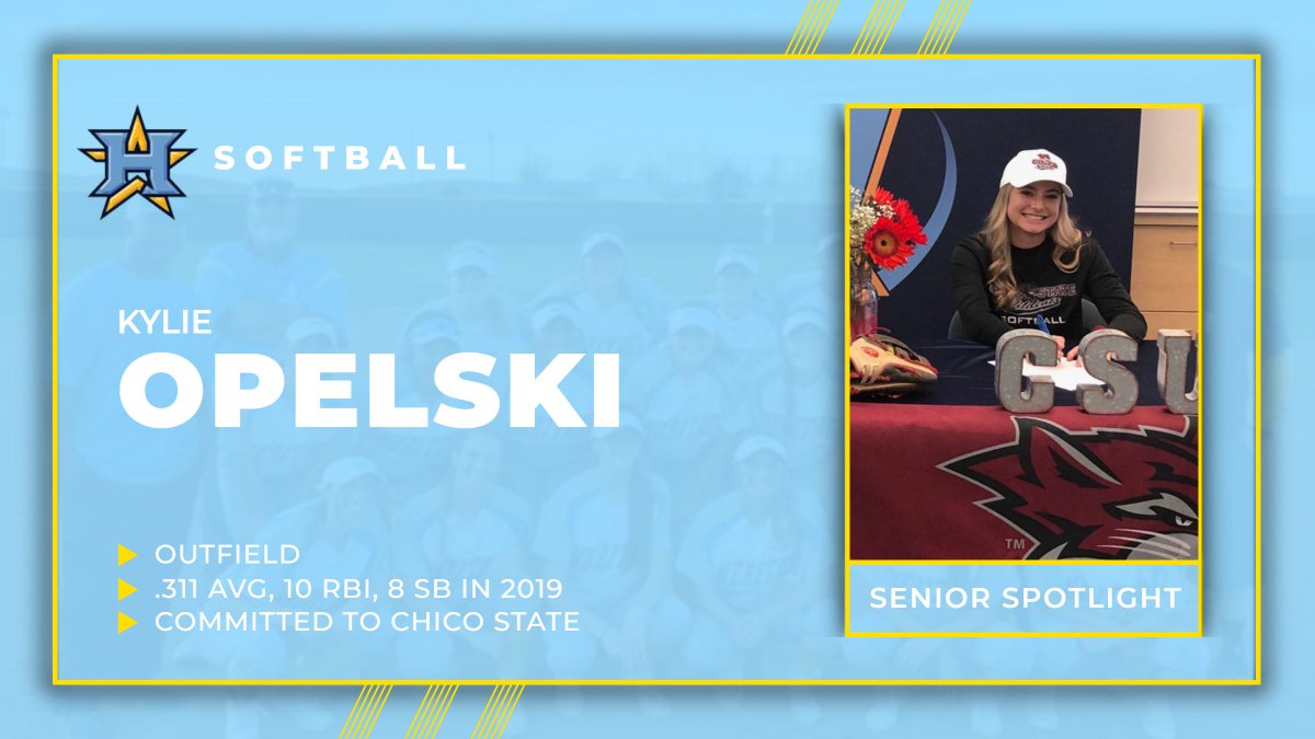 Spring 2020 Senior Spotlight
Kylie Opelski, Softball
Kylie is headed to Chico State after a strong career at Heritage, as one of the key players leading last year's run to the NCS Division 1 title game, reaching base seven times in last year's playoffs.  #HHSSpring20 #GoPatriots