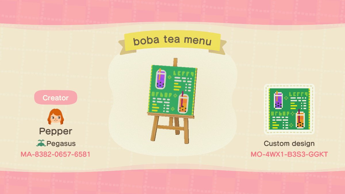 cosmo_crossing's tweet image. a thread of my #acnh food menu designs! #acnhpattern #acnhdesign
