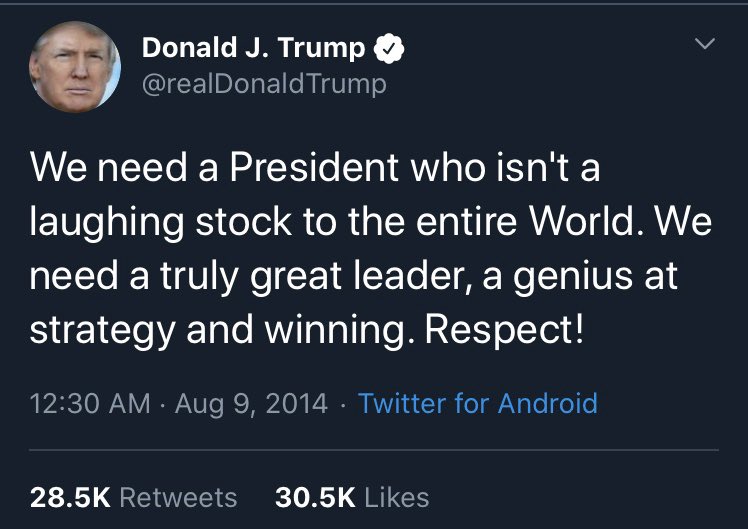 15/ Here was Trump, years ahead of his time. He became right, with time. We need a leader who isn’t a laughingstock of the world, like Trump is.