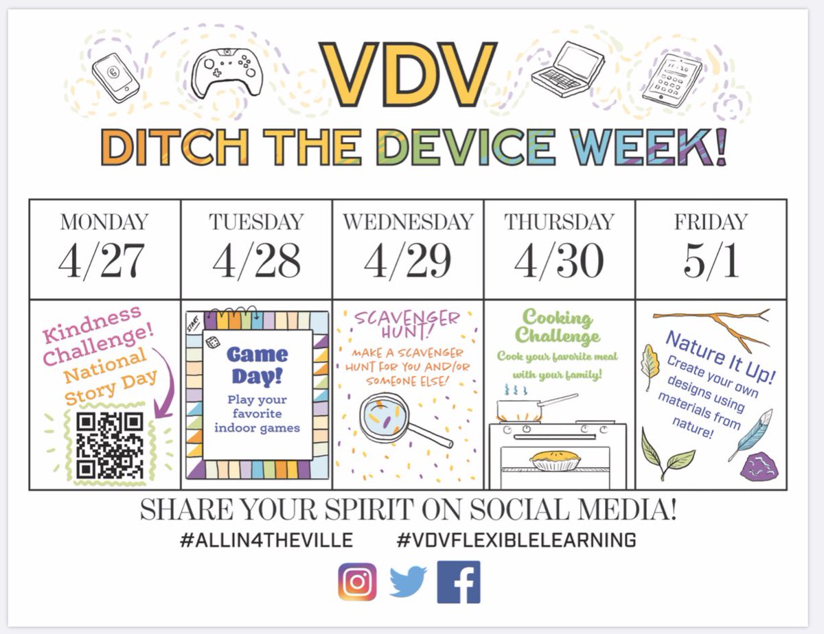 Check out this week’s VDV Spirit Week! #vdvflexiblelearning #allin4theville <a href="/VDVpal/">Rob Reavey</a> @Ville_Sup
