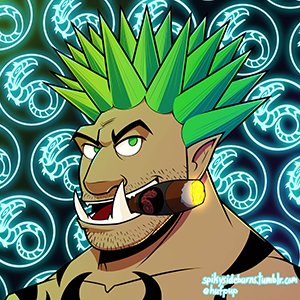 1. First and foremost is Grimm, an ork (with a 'k' in Shadowrun) street gang leader in the Seattle Ork Underground. He's the character closest to my heart, and the one I have the most art of so I'll spruce that about while I talk about him.(icon art:  @hufpup)