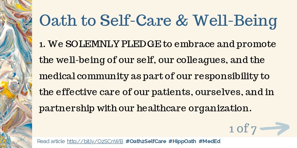MuktaPandaMD's tweet photo. @Students4COVID After reciting the Hippocratic Oath with #medstudents worldwide (Apr 27 8am EDT), consider reading this new Oath to #SelfCare and #WellBeing. @Students4COVID #GlobalUnityCelebration Thanks CHARM @AAIMOnline @GoldFdtn @ACGME #MedEd #REVAMP_CoV2 https://t.co/HCNNtr3efx