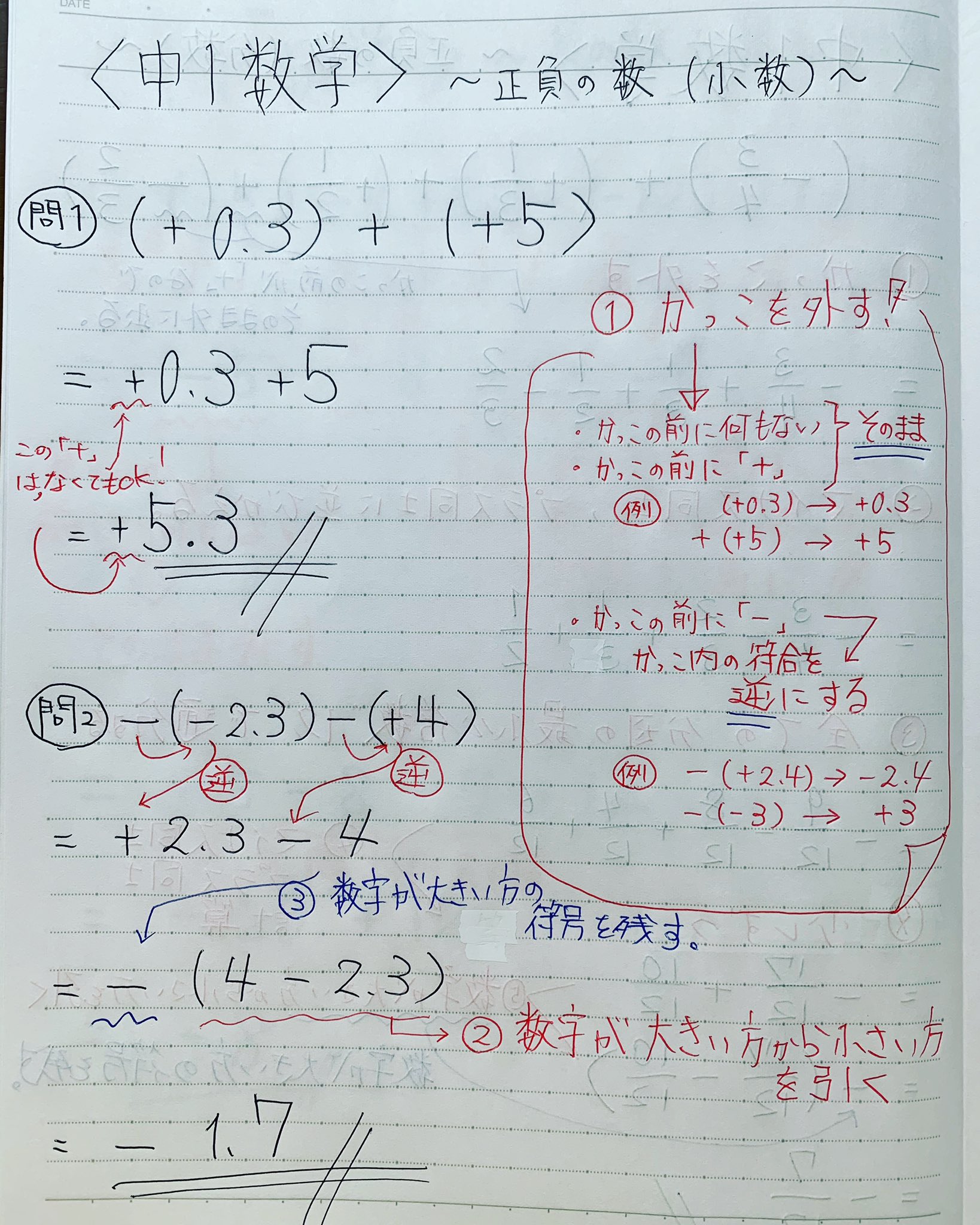 吉崎さとし Singerグルメteacher 中1数学 正負の数 小数 今日も生徒からの質問で 朝の頭の体操 正負の数はなんとなく理解できても 小数や分数が入るとゴッチャになって分からなくなる中1生は多いと思います 大切なのは 一つずつ解決する
