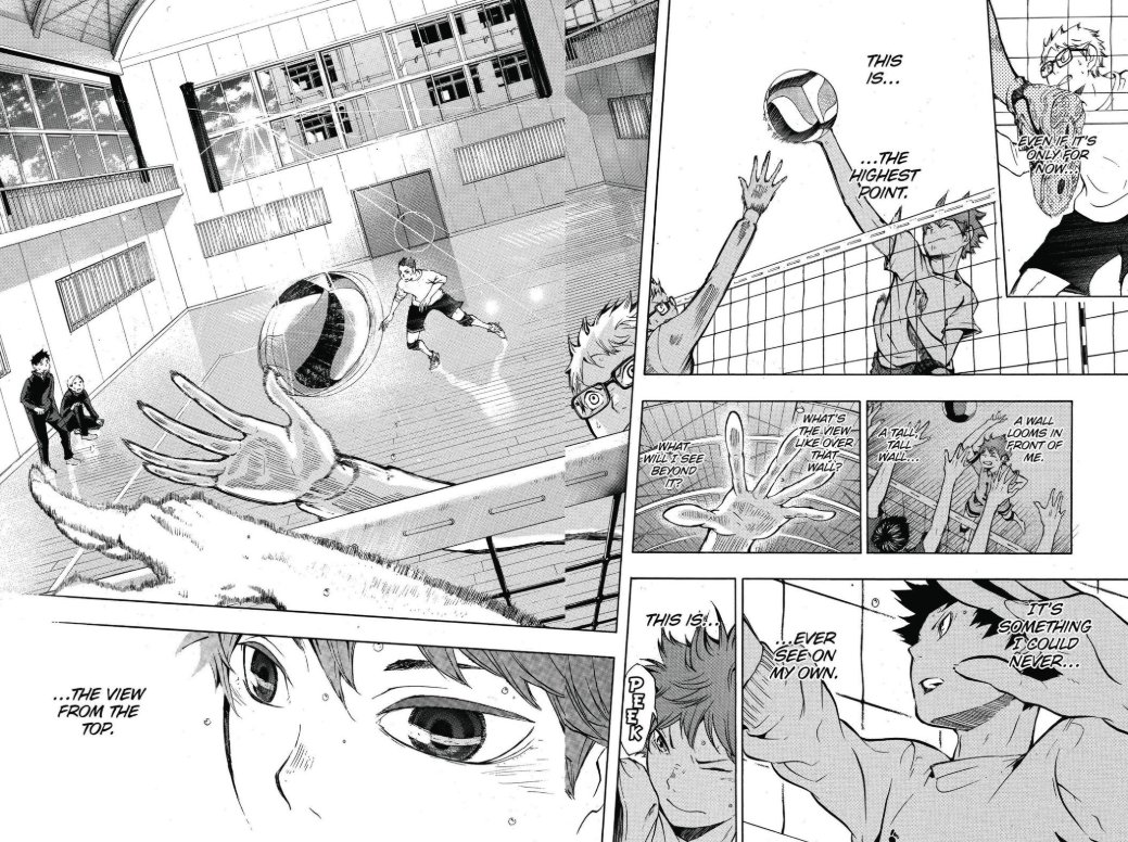 in ch. 8, hinata sees over the wall for the first time.the chapter is opened by this page expressing how the two of them have “always been waiting” for the other...