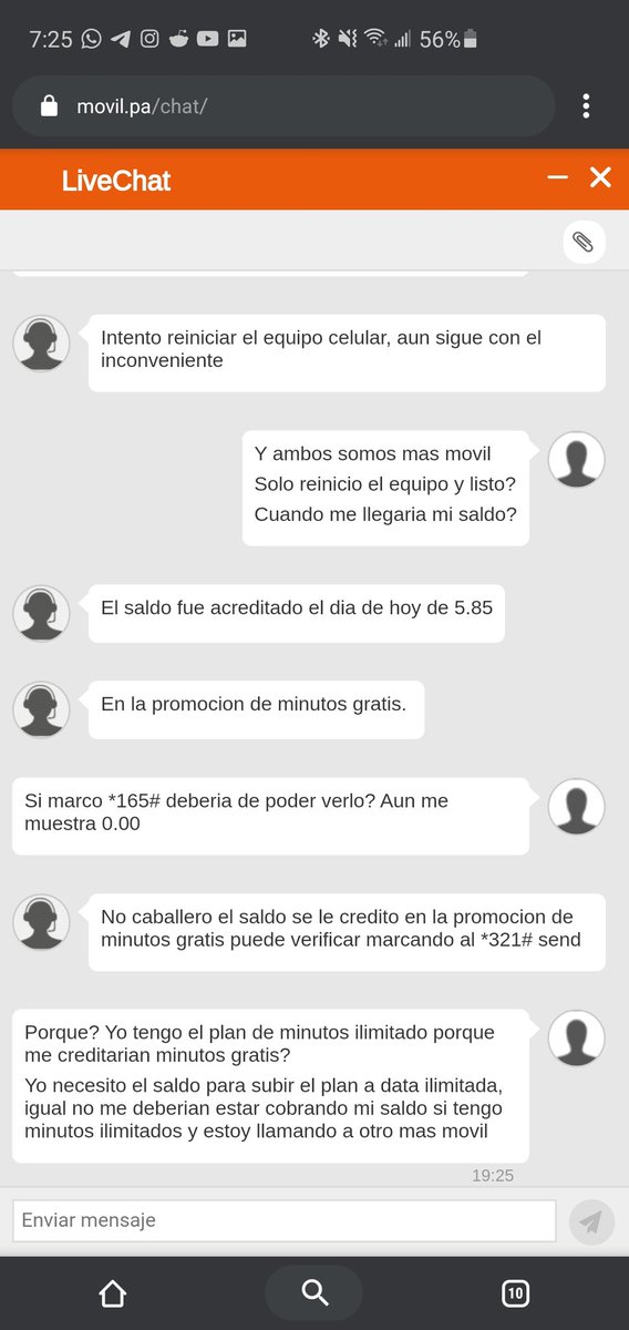 QueZhu's tweet photo. @MasMovilPanama @CWPanama que chiste es esto? 4to dia en esta vaina y no me devuelven mi saldo. Disque saldo para minutos gratis cuando ya tengo plan de minutos ilimitados. https://t.co/RG9XYbbEux