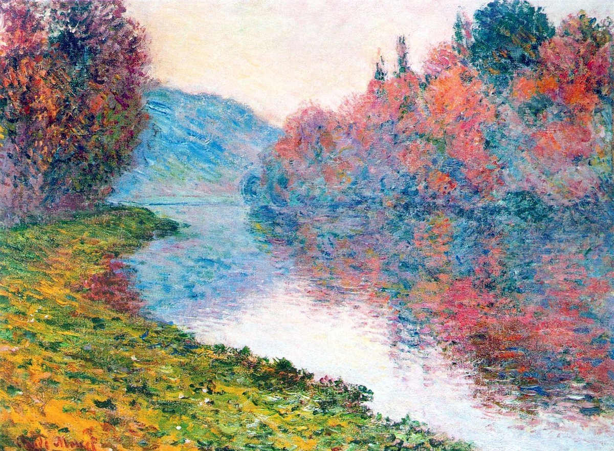 artistmonet's tweet photo. Banks of the Seine at Jenfosse - Clear Weather, 1884 #claudemonet #impressionism https://t.co/CXxyAgXpmO