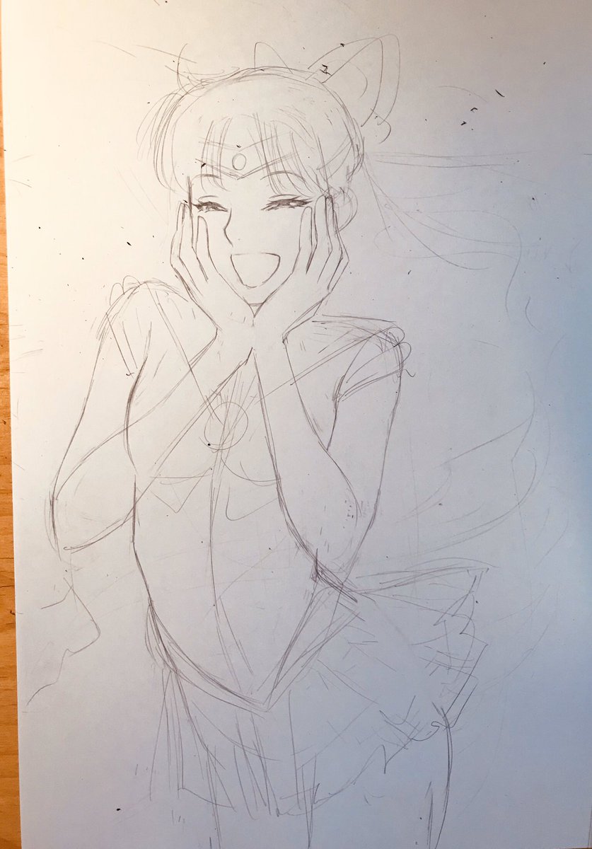 ビーナス制作過程/とにかくビーナスは目を笑わせようと思ってた。あと描いてて思ったけどセーラーキャラって前髪のニュアンスが結構重要。 