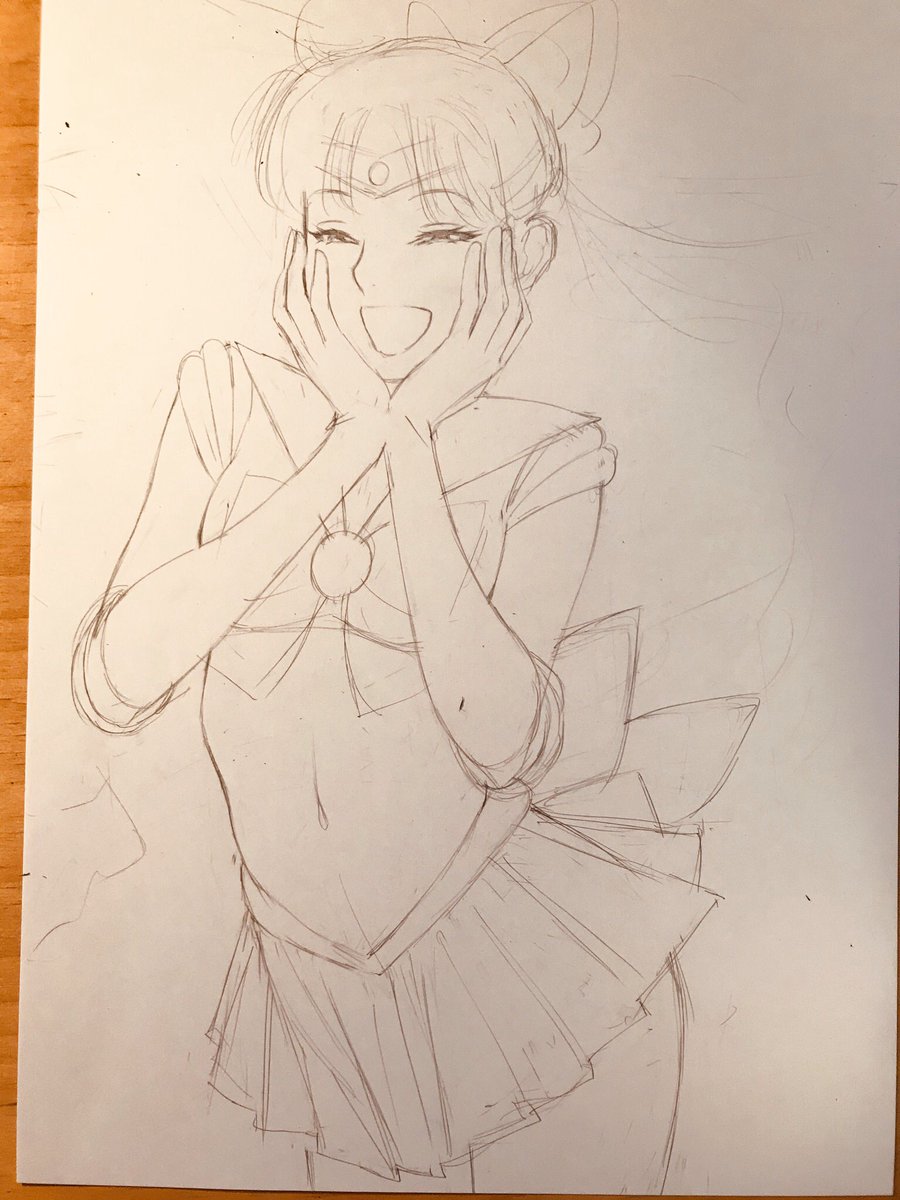 ビーナス制作過程/とにかくビーナスは目を笑わせようと思ってた。あと描いてて思ったけどセーラーキャラって前髪のニュアンスが結構重要。 