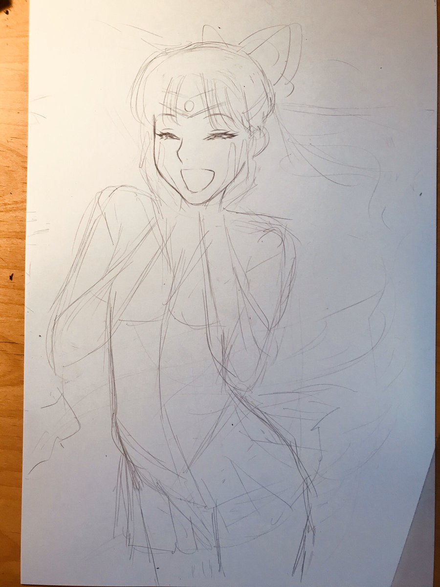 ビーナス制作過程/とにかくビーナスは目を笑わせようと思ってた。あと描いてて思ったけどセーラーキャラって前髪のニュアンスが結構重要。 