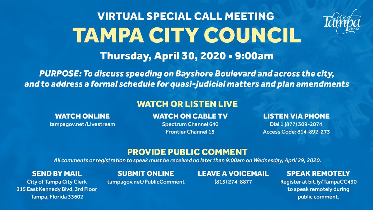 City Of Tampa On Twitter Tampa City Council Will Be Holding A