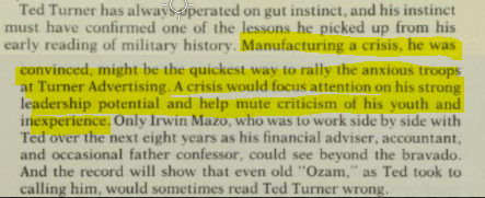 Interestingly enough, Ted's focus as far as his studies in the Classics focused on accounts of tragedies and the "Social Good"That could be gained from them. Ted was also a fan of manufacturing a crisis in order to boost morale and further his own objectives and power