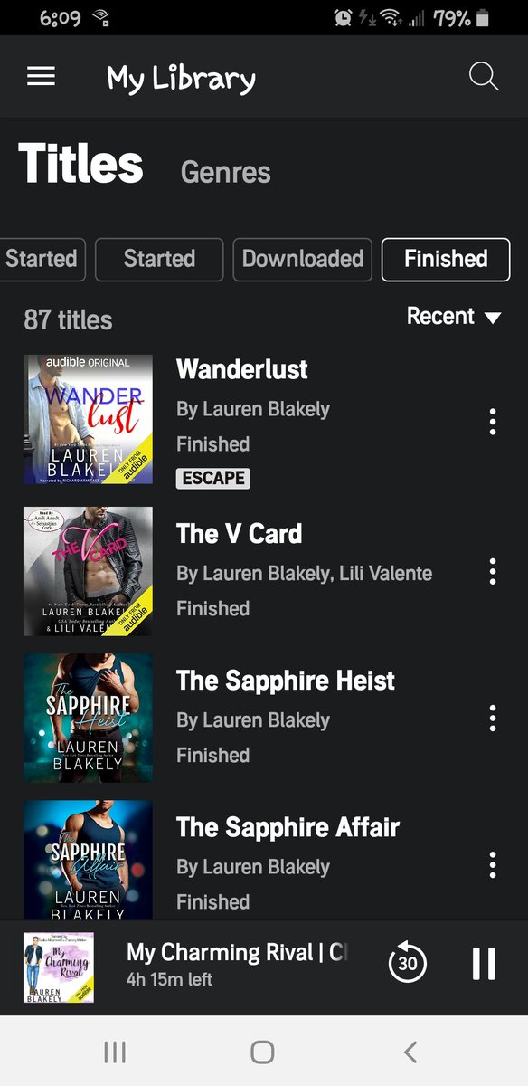 Well, this has been another GREAT Lauren Blakely audiobook listening weekend. I also listened to a few of Amy Daws audiobooks (the Wait with Me Series). It has been an Audiotastic weekend!!
@LaurenBlakely3 
@amydawsauthor #audiobooks #audiobookfans #romanceaudiobooks