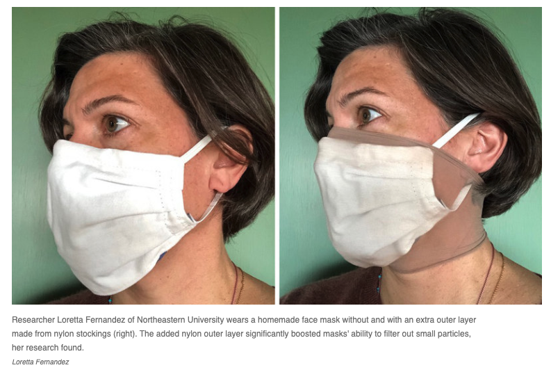 Elisabeth Bik is in the Netherlands on Twitter: "Adding A Nylon Stocking Layer Could Boost Protection From Cloth Masks, Study "Adding a layer that keeps mask tight to the face