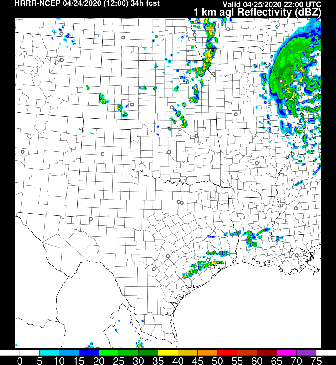 Putting all this together, there's no real reason to forecast or even mention rain. Euro precip was trace, GFS precip was trace, NAM precip was nil. Unless of course you used the HRRR model. Here's the HRRR precip forecast from its 12z Friday AM run for Saturday evening. (5/x)