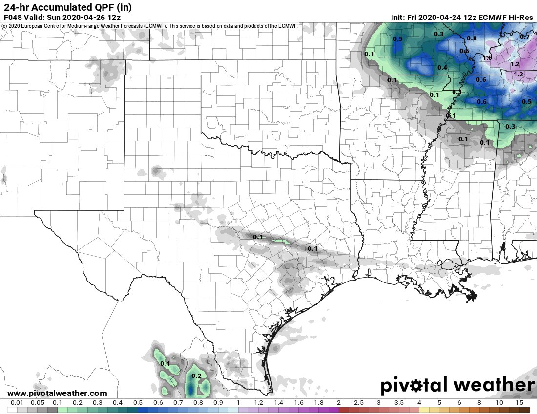 Again, the Fri PM discussion from NWS Houston also didn't mention rain for Saturday. The 12z models on Friday, besides the HRRR showed little to no meaningful precip signal. The Euro/GFS showed minor amounts, but given the dry air mass, you would have discounted that too. (7/x)