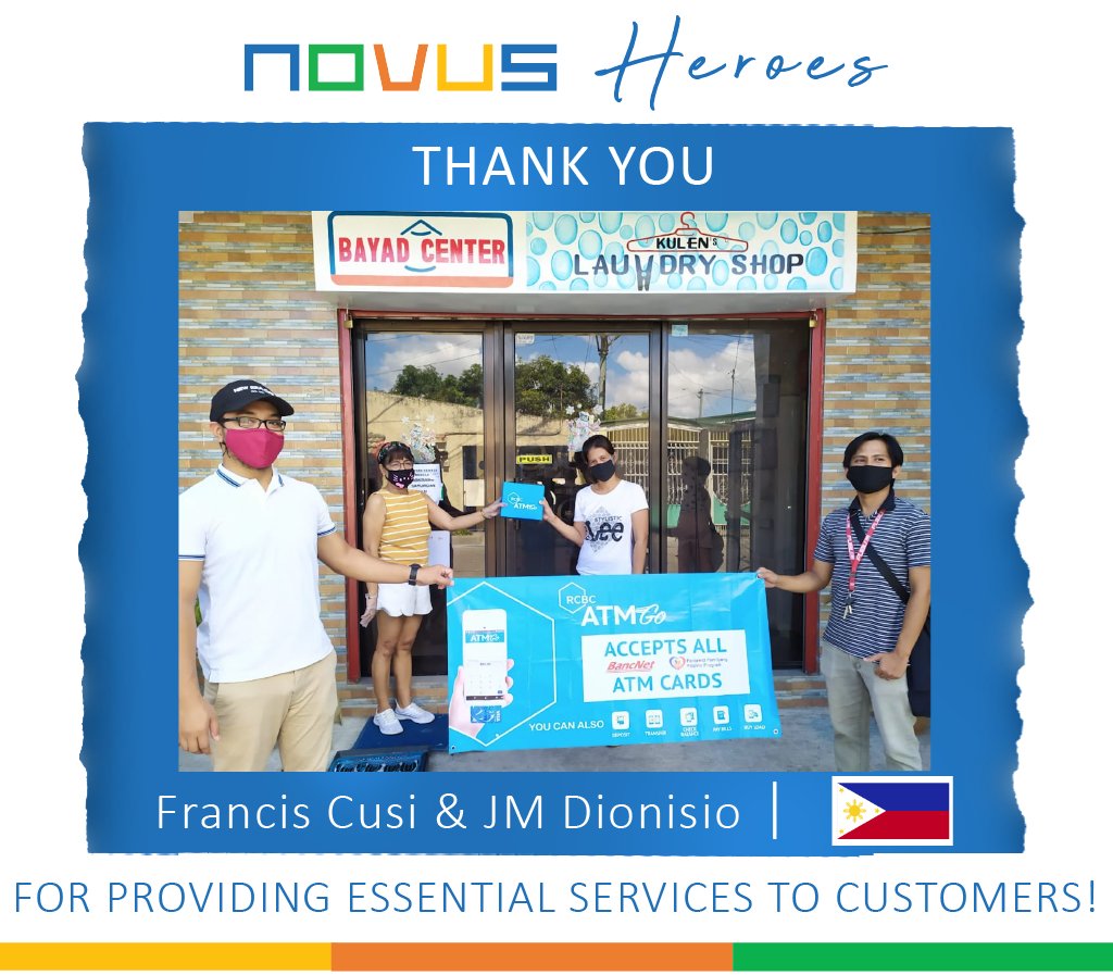 LtdNovus's tweet photo. Our service remains uninterrupted as we continue to brave the streets. Thank you Francis Cusi and JM Dionisio from #Novus Technologies #Philippines team for ensuring our clients receive excellent service during the lockdown. #staysafe #crisis #mitigation #payment #ecosystem https://t.co/TX5OIvt7VF