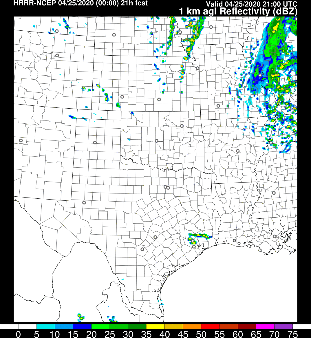 The 00z runs didn't do much better. The HRRR remained basically the only one showing rain, with storms firing up at 4 PM. Even the HRRR was still off by 3-4 hours and showed nothing to our west. So while it may have had the signal right, it was way off on details. (8/x).