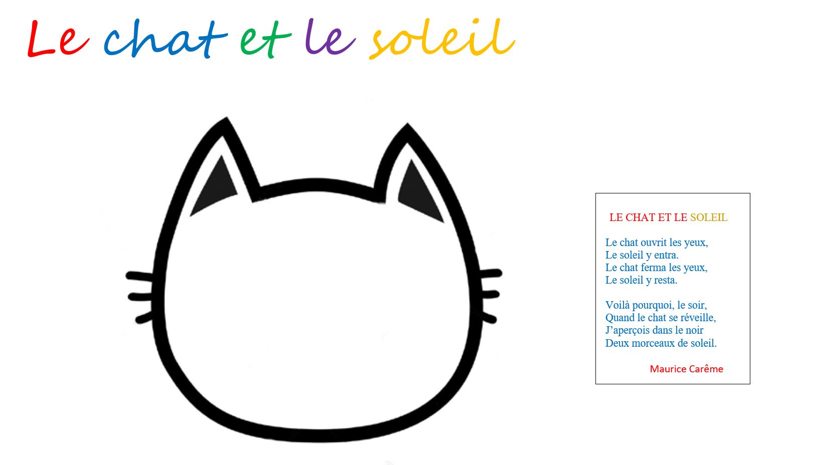 Twitter 上的 Musee Maurice Careme Aujourd Hui C Est Le Jour Du Chat Nous Allons Realiser Des Petites Tetes De Chat Inspirees Par Le Poeme De Maurice Careme Le Chat Et Le Soleil Ces
