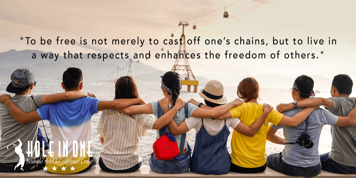 "To be free is not merely to cast off one’s chains, but to live in a way that respects and enhances the freedom of others." Wishing every South African a blessed Freedom Day! May we be united in our Freedom! 
.
.
.
#holeinone #freedomday