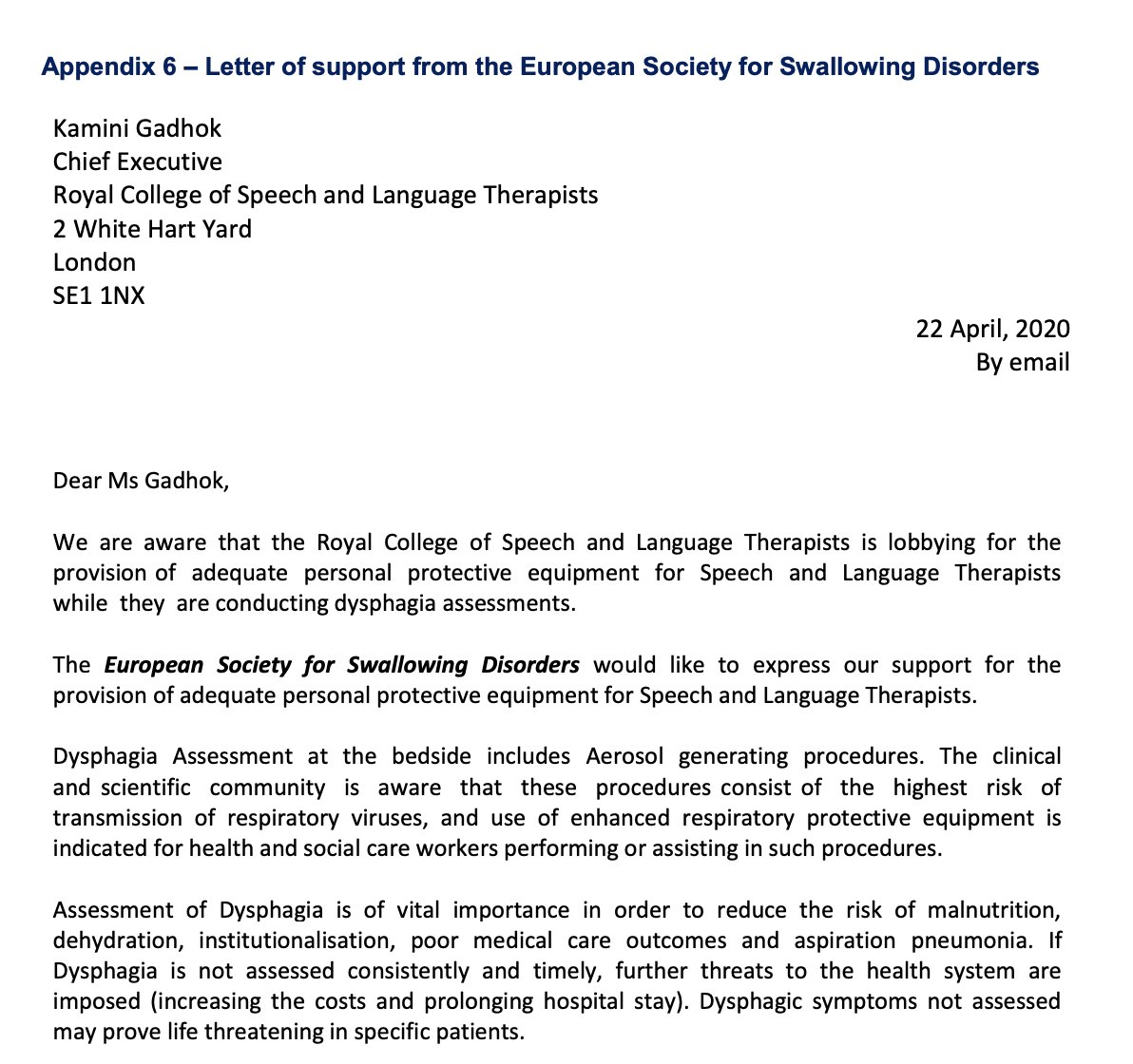 . @RCSLT is very grateful to  @_ESSD_ for their support for our evidence base that highlights why  #dysphagia assessments should be considered an aerosol generating procedure:  https://bit.ly/2W5aUI1   #Covid_19  #COVID19SLTs  #AGPS  #AGP