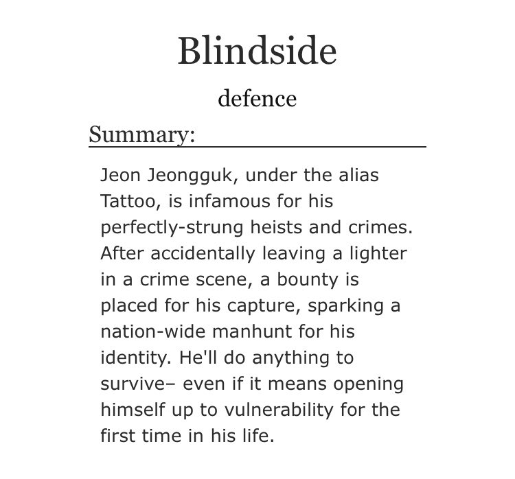 ➳「 blindside 」< link:  https://archiveofourown.org/works/17714990/chapters/41791511 >♡︎ - partners in crime♡︎ - slow burn, really really slow (but worth it)♡︎ - sexual tension has never felt so real istg♡︎ - blood and violence♡︎ - romance♡︎ - heavy angst♡︎ - do yourself a favor and read it