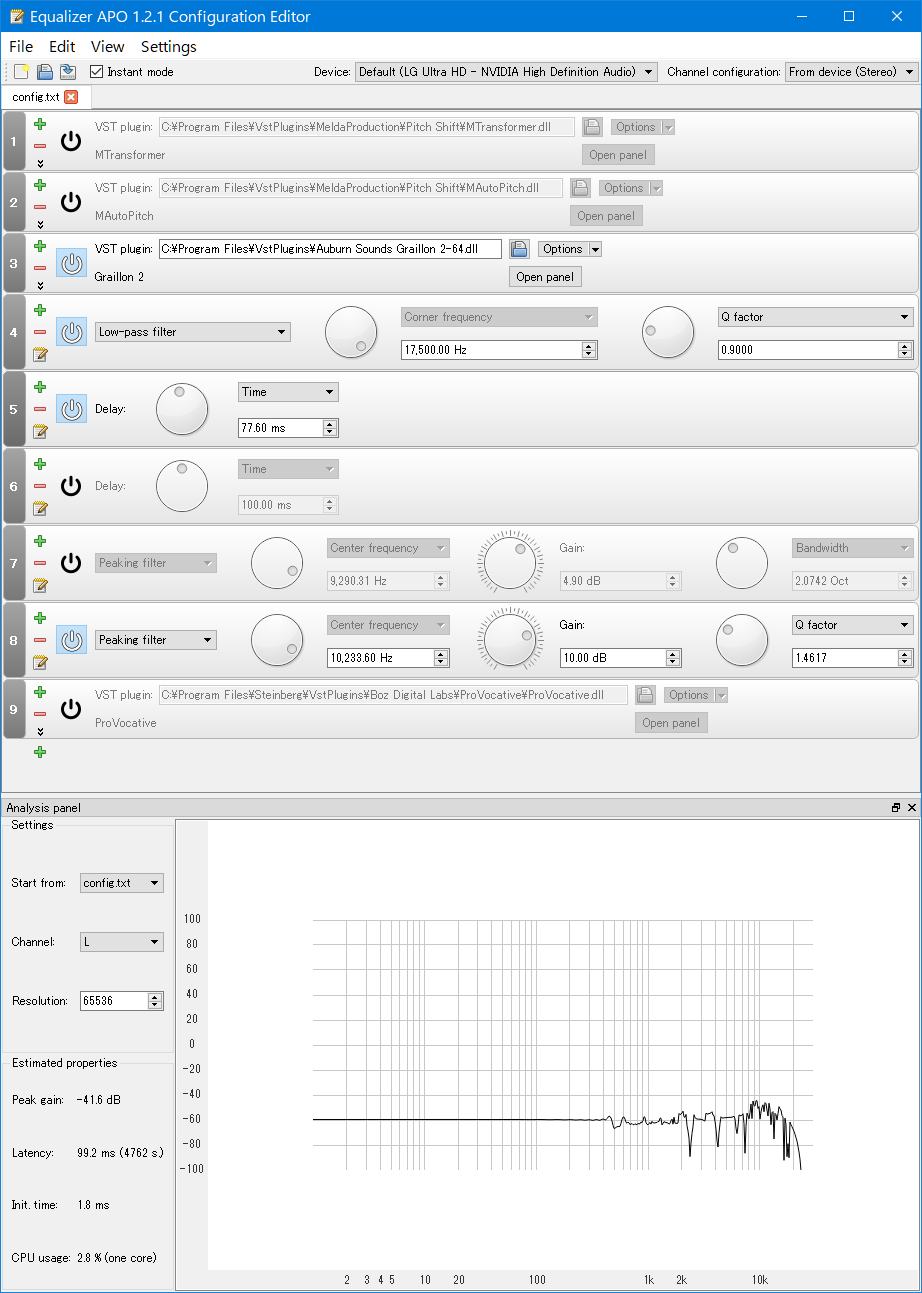 うにぼん on Twitter "現在の Equalizer APO の設定のメモ。 折返しノイズらしきノイズを除去するためにローパス