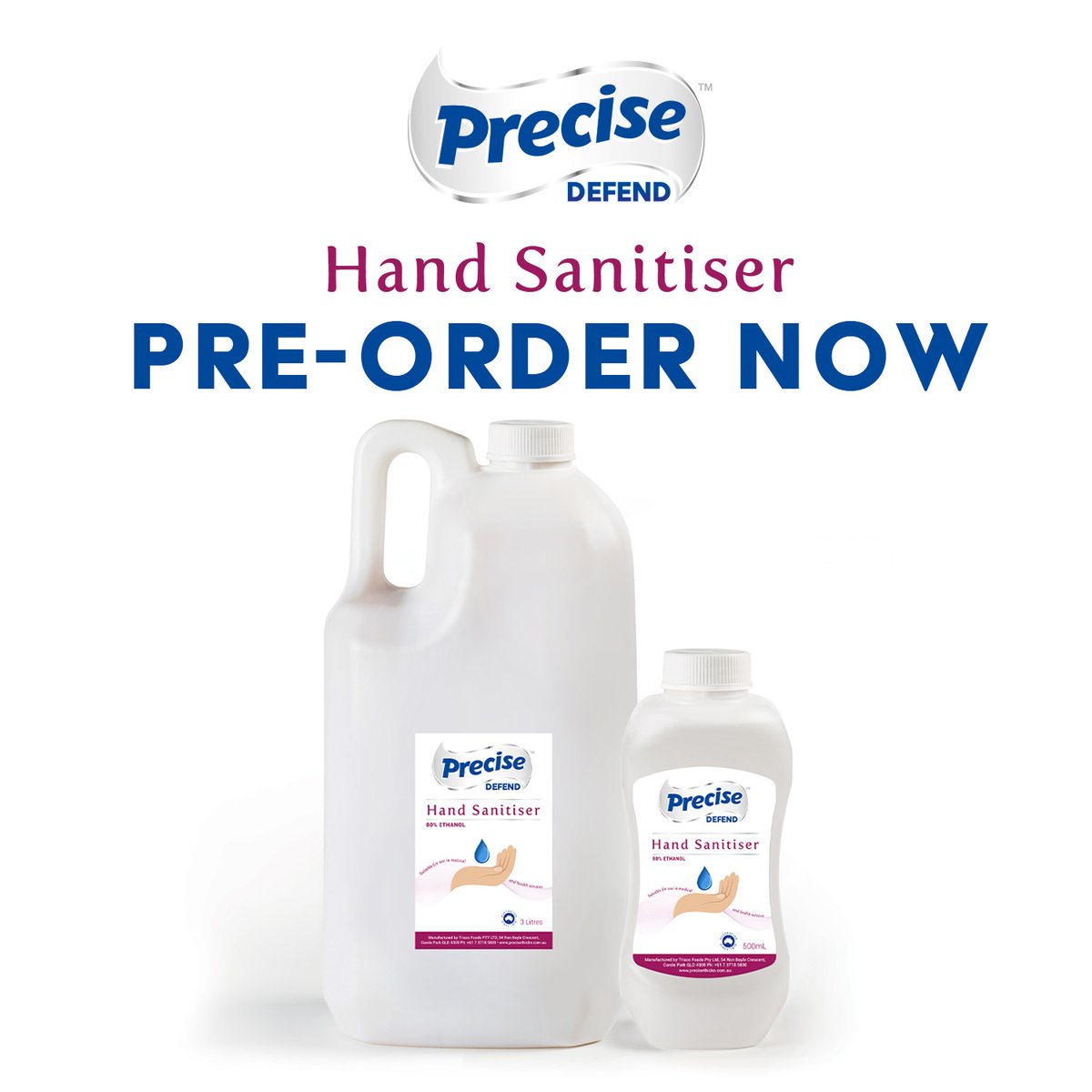 Register your interest at precisethickn.com.au/products/hand-…

#HandSanitiser #HandGel #Precise #PreciseDefend #sanitiser #ethanol #medical #healthservices #healthcare #agedcare #elderlycare #rubbingalcohol