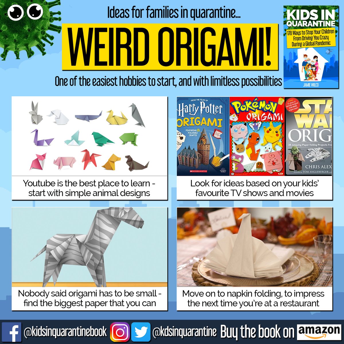 Ideas for families in quarantine: weird origami! #kidsinquarantine #quarantineideas #quarantine