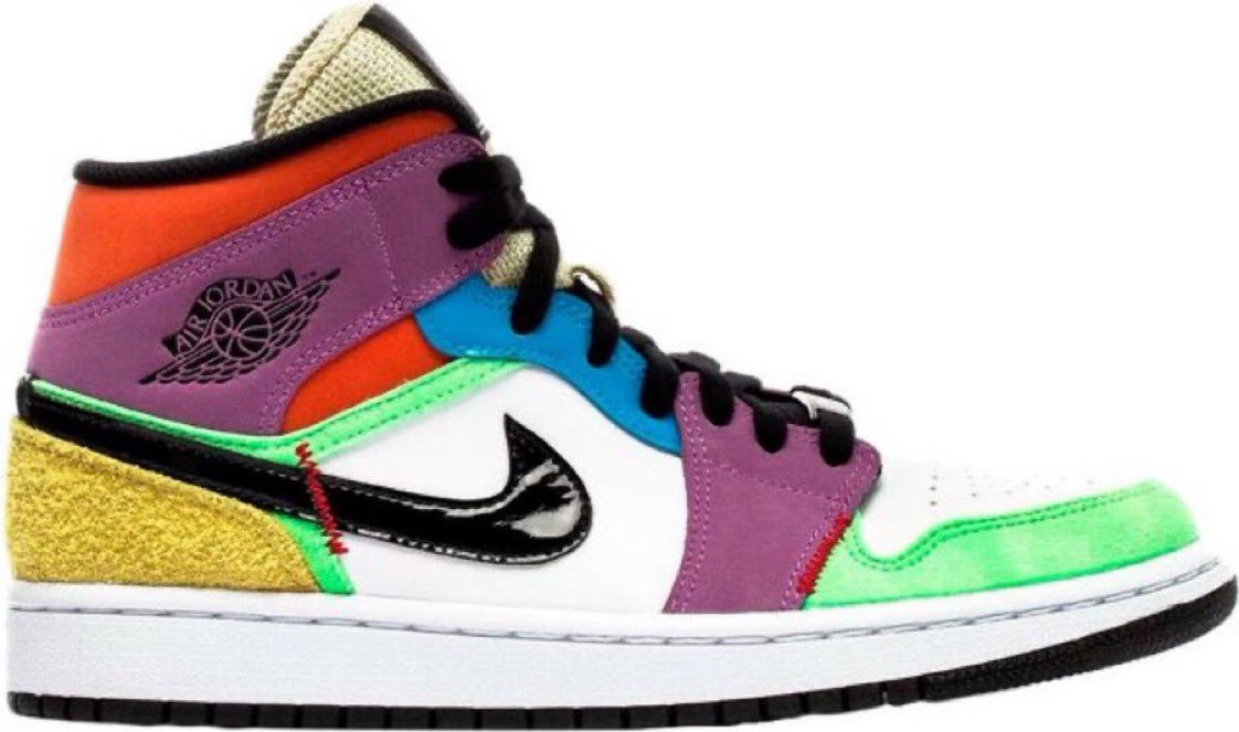 air jordan 1 green purple yellow red