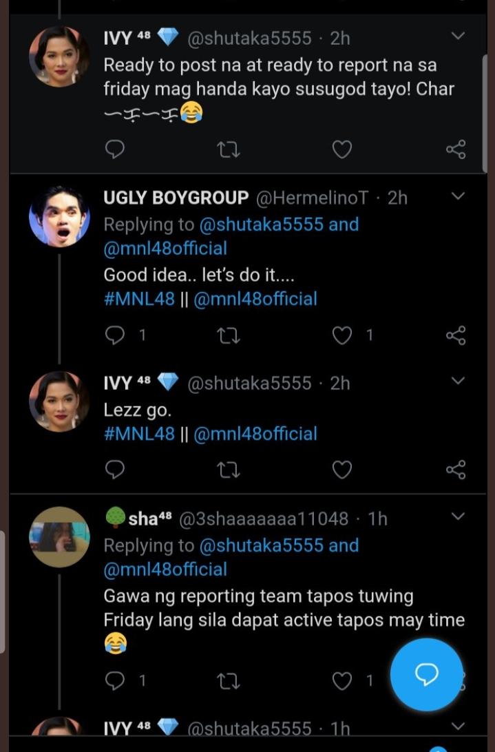 [HIGH TENSION ALERT]A concerned A'Tin notified us about the MNLoves' mass reporting plans to reduce or eradicate the bashers of MNL48. This is understandable as to protect their idols' image.Though it was not specified in these screenshots, it is known to [...] @SB19Official