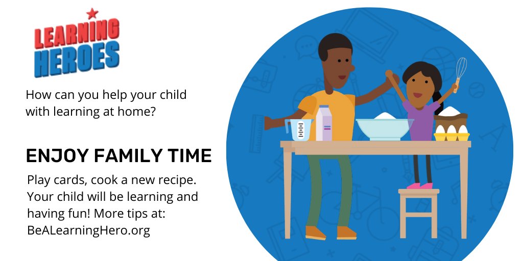 BeALearningHero's tweet photo. #KeepCalm #LearningisOn! Use this moment to enjoy family time. Play cards, cook a meal, and turn daily activities into fun learning moments. More tips like this at https://t.co/cNVkd18gPs https://t.co/jBKSJcr5Nq