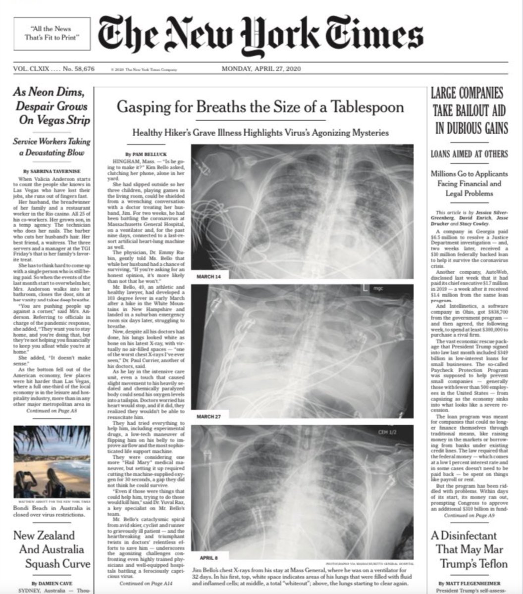 3 New reports that argue against the idea of sending the young, healthy to reopen the US1. Tomorrow's  @nytimes headline story, by  @PamBelluck  https://www.nytimes.com/2020/04/26/health/coronavirus-patient-ventilator.html?action=click&module=Spotlight&pgtype=Homepage2.  @ICNARC UK new ICU report  https://www.icnarc.org/Our-Audit/Audits/Cmp/Reports3.  @kpnorcal  @KPDOR Kaiser  https://jamanetwork.com/journals/jama/fullarticle/2765303