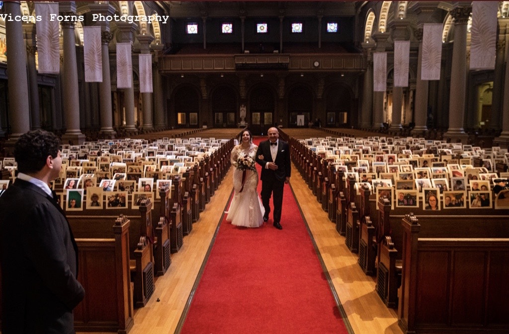 Here are more photos from Parris and Emily's social distance wedding in San Francisco. "In a way it allowed a wedding to be brought back to basics, in sickness and in health and in pandemic," the couple said  https://abc7news.com/society/sf-couple-gets-married-in-empty-church-with-more-guests-than-expected-amid-covid-19-pandemic/6131533/  @vicensforns
