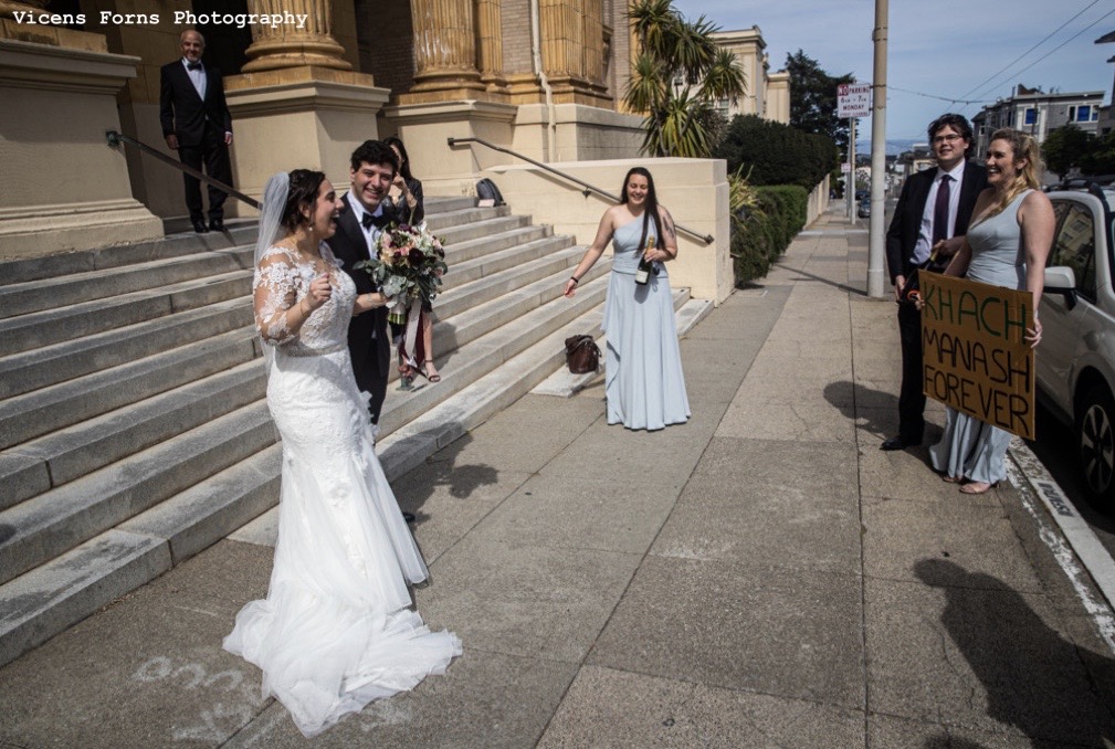 Here are more photos from Parris and Emily's social distance wedding in San Francisco. "In a way it allowed a wedding to be brought back to basics, in sickness and in health and in pandemic," the couple said  https://abc7news.com/society/sf-couple-gets-married-in-empty-church-with-more-guests-than-expected-amid-covid-19-pandemic/6131533/  @vicensforns