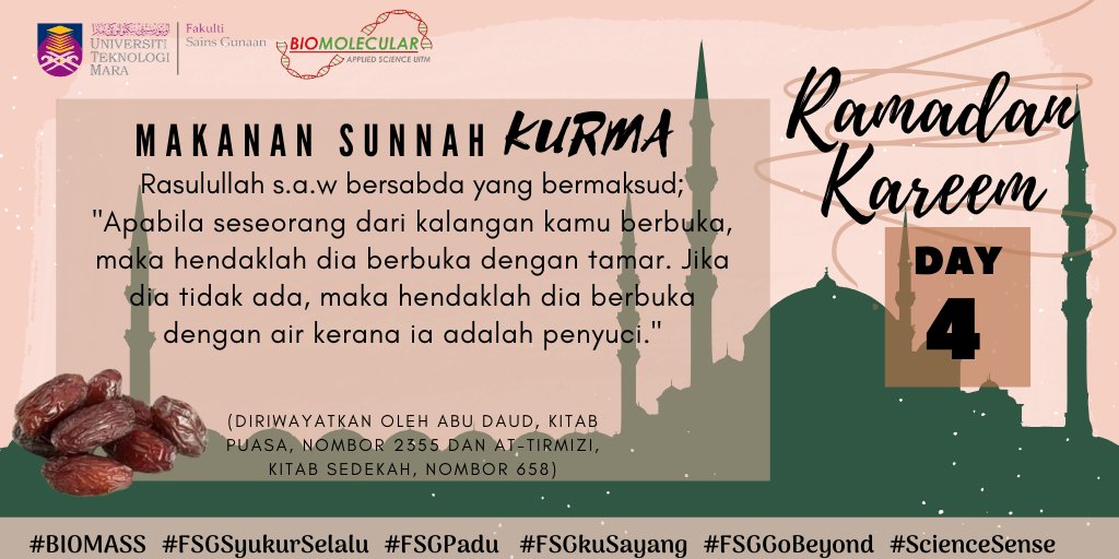 BiomassUiTM's tweet photo. Selamat menyambut bulan Ramadhan yang penuh rahmat kepada semua mahasiswa Fakulti Sains Gunaan (FSG) dan seluruh warga UiTM daripada kami, ahli jawatankuasa BIOMASS sesi 2019/2020♥️

#BIOMASS
#FSGSyukurSelalu
#FSGPadu💪🏻
#FSGkuSayang💖
#UiTMCintaRamadhan
#ScienceSence🧬 https://t.co/e8nqGfDRXX