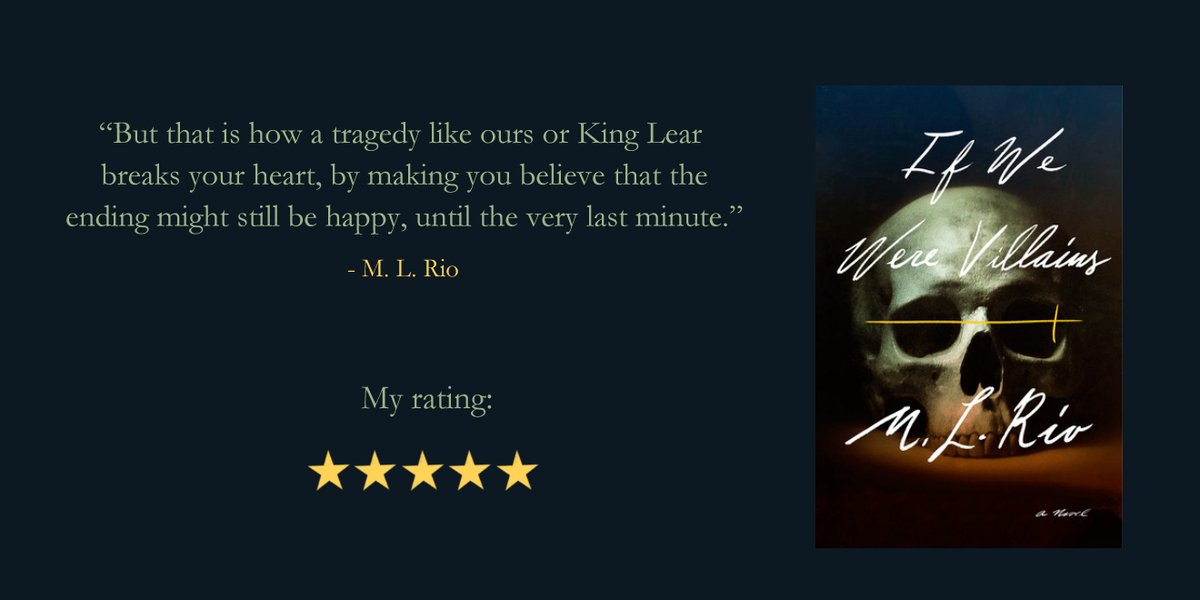 #9 If We Were Villains - M. L. RioDark, well-woven, beautifully written, and utterly un-putdownable. I wish I could read this for the first time again. It's likely going to be my favorite book read in 2020. I can't stop thinking about it.