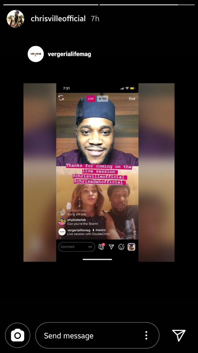 realChrisville's tweet photo. About lastnight; #DoubleChrisLiveSession with @vergerialifemag 🔥
.
We had an amazing time,very interactive n productive...
#DoubleChris
#chrisville
#DoubleChrisTheBrand https://t.co/1ox6eelkoV