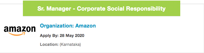 NGOBOX's tweet photo. #JobOpening Amazon is hiring for the role of - Sr. Manager - Corporate Social Responsibility - to lead Amazon’s CSR program – Amazon Cares - in India.
Details - https://t.co/IS792GqU9E
#CSR #CorporateSocialResponsibility #AmazonCares https://t.co/3eE1prKUW2