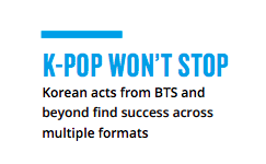 4. The other issue with grouping them is that it deprives the Korean artists of individual recognition. If they're all noteworthy in the US market, they should have their own sections. If not, this presents the entire industry as growing when it might just be an artist.